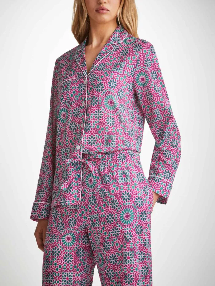 Derek Rose Cotton Pajamas Women Pajamas Ledbury 69 Cotton Batiste Pink