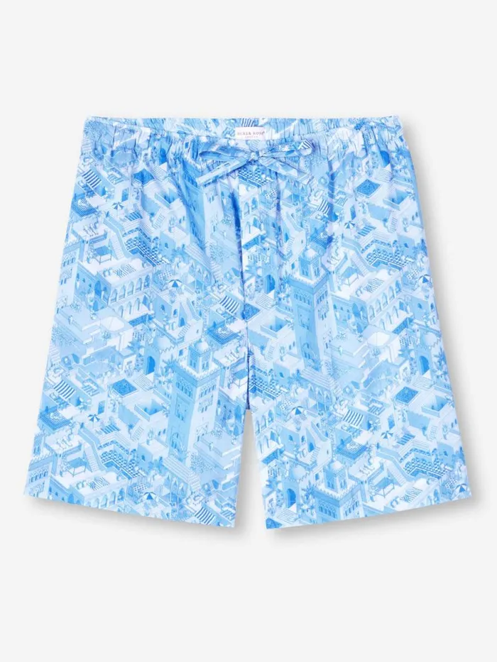 Derek Rose Lounge Shorts Men Lounge Shorts Ledbury 70 Cotton Batiste Blue