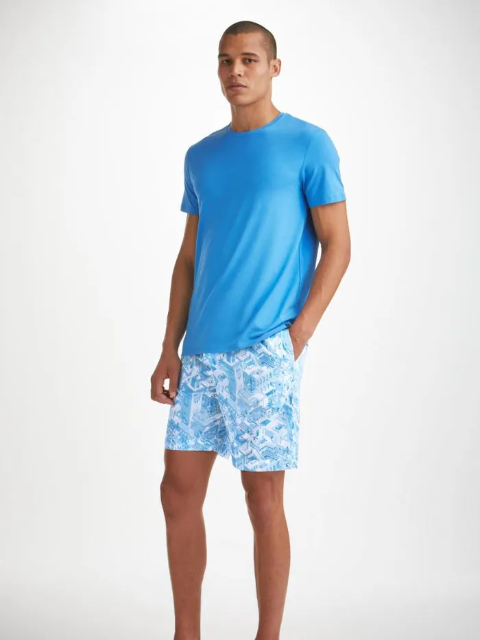 Derek Rose Lounge Shorts Men Lounge Shorts Ledbury 70 Cotton Batiste Blue