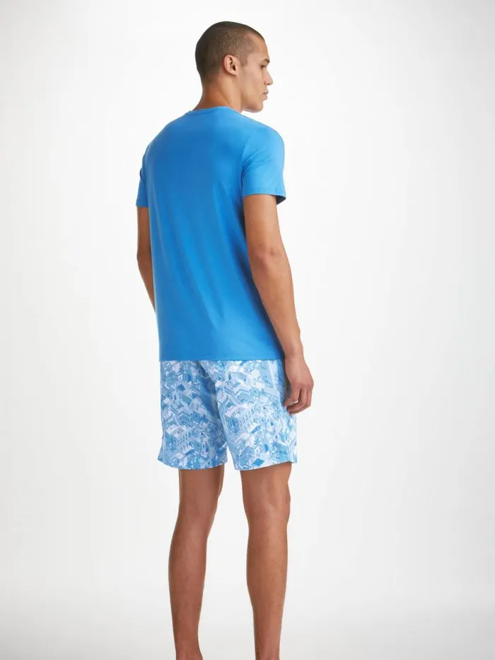 Derek Rose Lounge Shorts Men Lounge Shorts Ledbury 70 Cotton Batiste Blue