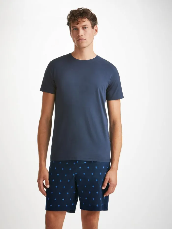 Derek Rose Lounge Shorts Men Lounge Shorts Nelson 98 Cotton Batiste Navy