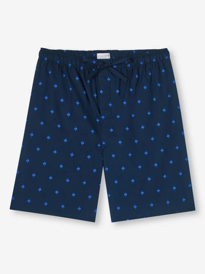 Derek Rose Lounge Shorts Men Lounge Shorts Nelson 98 Cotton Batiste Navy