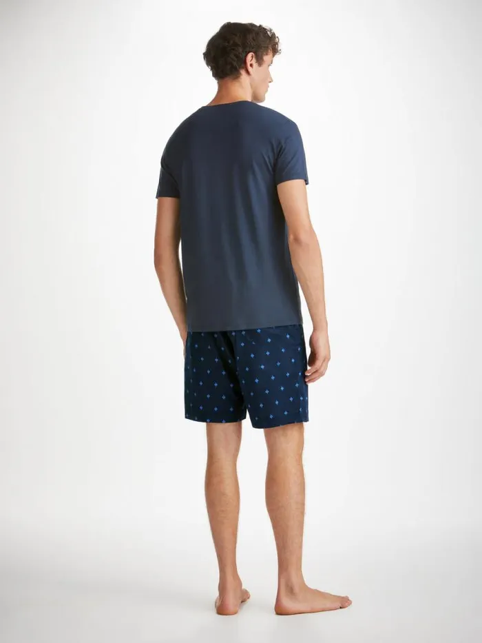 Derek Rose Lounge Shorts Men Lounge Shorts Nelson 98 Cotton Batiste Navy