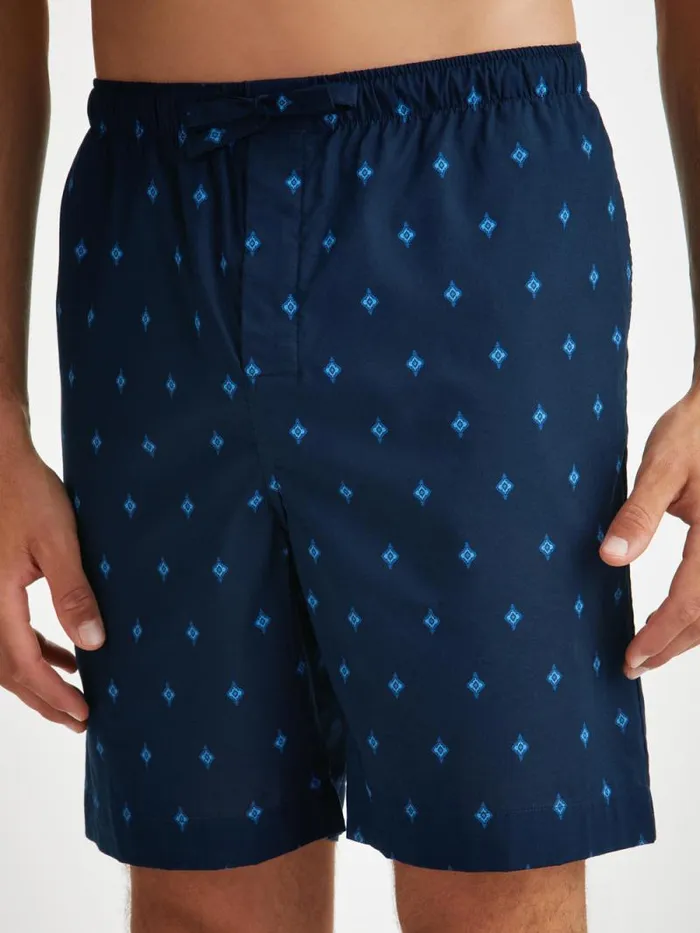 Derek Rose Lounge Shorts Men Lounge Shorts Nelson 98 Cotton Batiste Navy