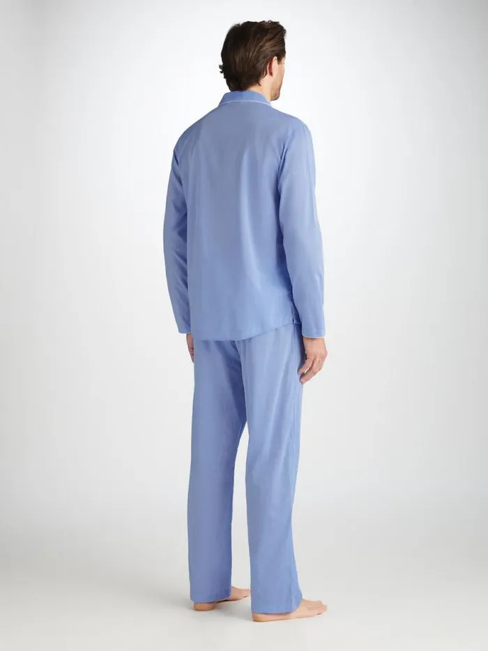 Derek Rose Modern Fit Pajamas Men Modern Fit Pajamas Amalfi Cotton Batiste Blue