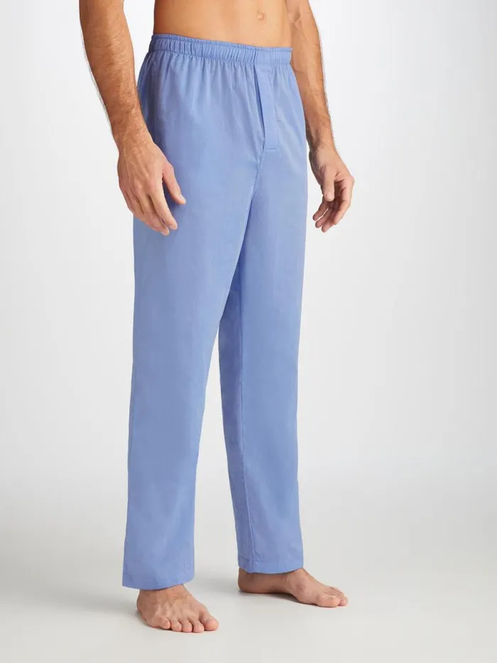 Derek Rose Modern Fit Pajamas Men Modern Fit Pajamas Amalfi Cotton Batiste Blue