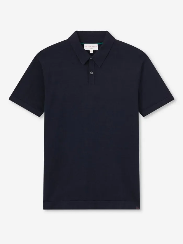 Derek Rose Sea Island Cotton Polo Shirts Men Polo Shirt Jacob Sea Island Cotton Navy