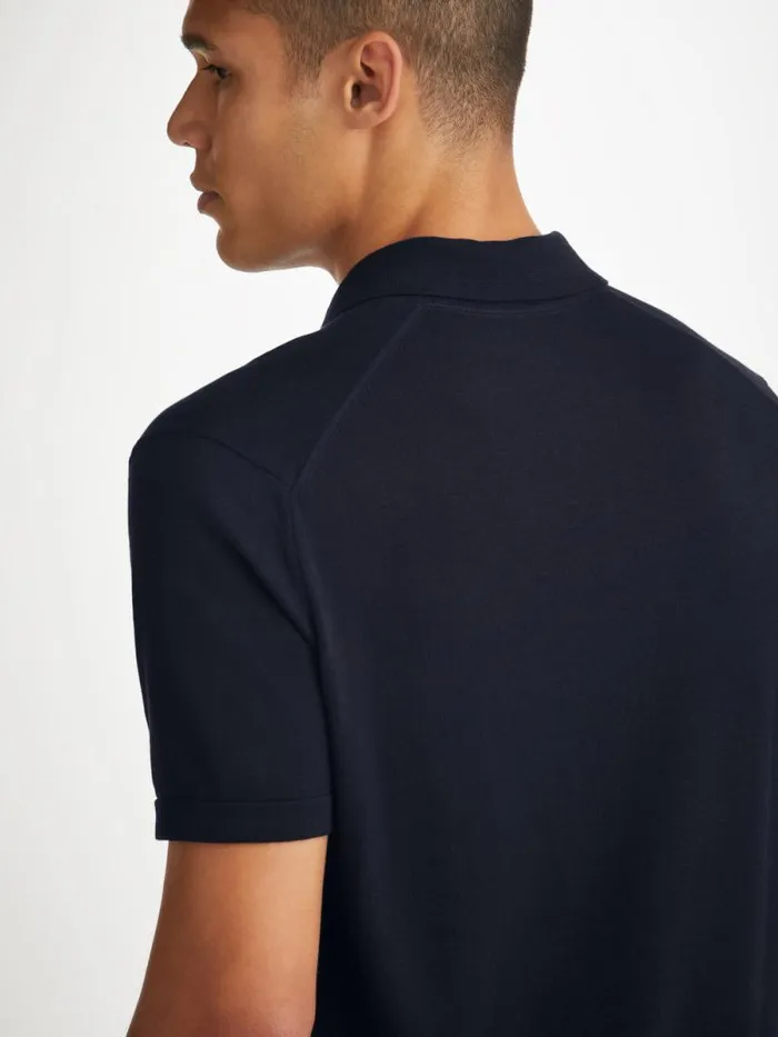Derek Rose Sea Island Cotton Polo Shirts Men Polo Shirt Jacob Sea Island Cotton Navy