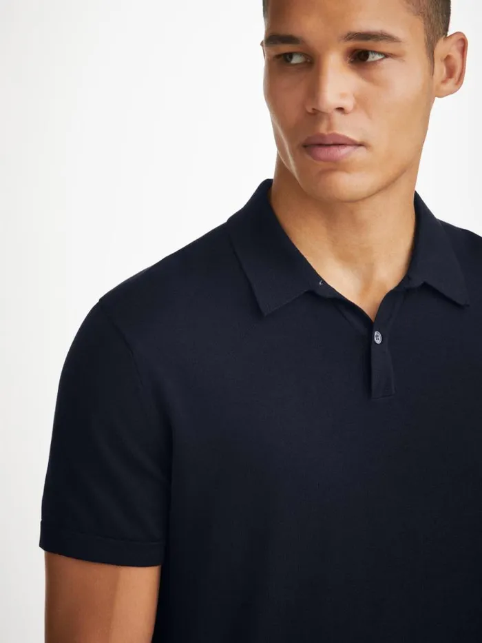 Derek Rose Sea Island Cotton Polo Shirts Men Polo Shirt Jacob Sea Island Cotton Navy