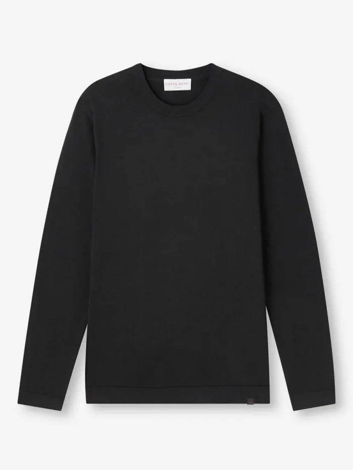Derek Rose Sea Island Cotton Sweaters Men Sweater Jacob Sea Island Cotton Black