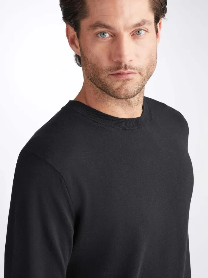 Derek Rose Sea Island Cotton Sweaters Men Sweater Jacob Sea Island Cotton Black
