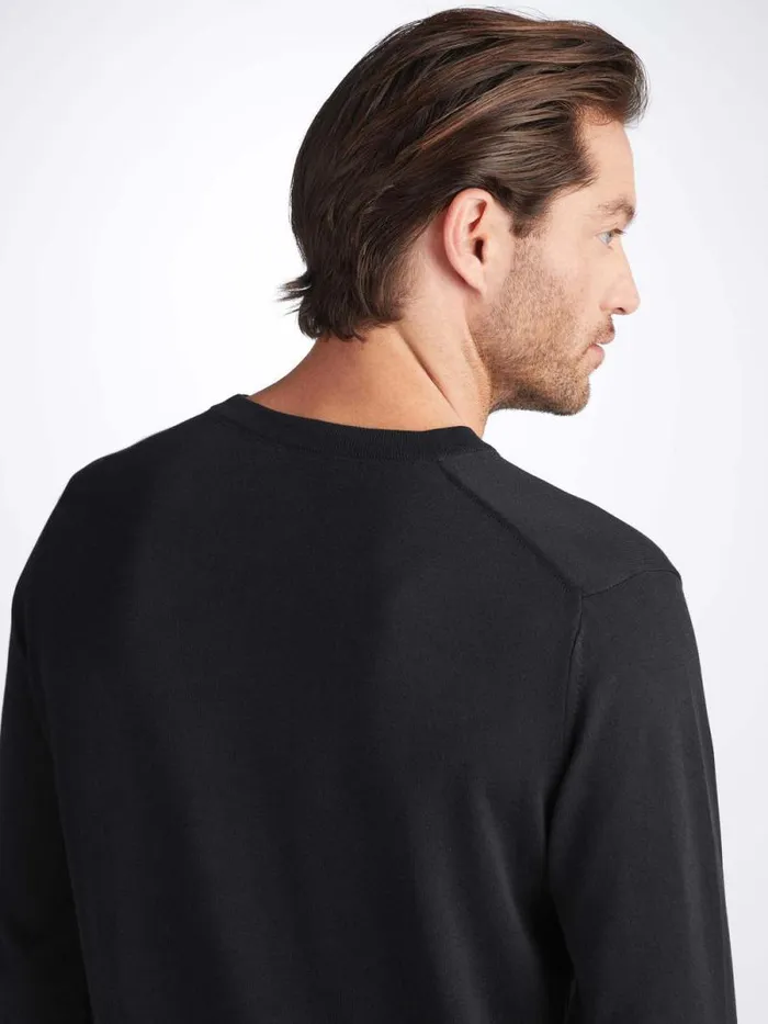 Derek Rose Sea Island Cotton Sweaters Men Sweater Jacob Sea Island Cotton Black