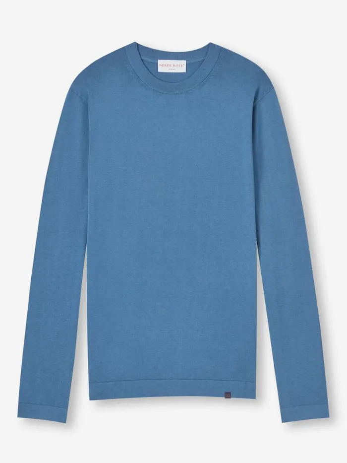 Derek Rose Sea Island Cotton Sweaters Men Sweater Jacob Sea Island Storm Blue