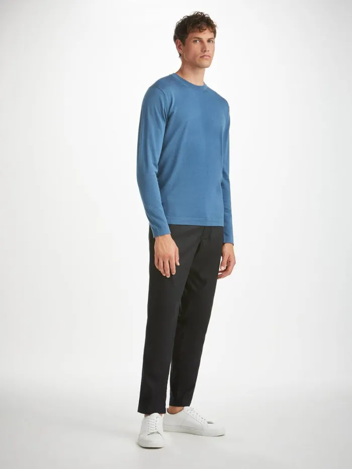 Derek Rose Sea Island Cotton Sweaters Men Sweater Jacob Sea Island Storm Blue