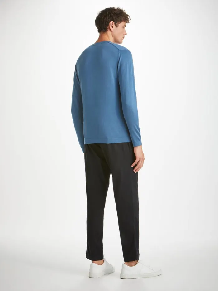 Derek Rose Sea Island Cotton Sweaters Men Sweater Jacob Sea Island Storm Blue