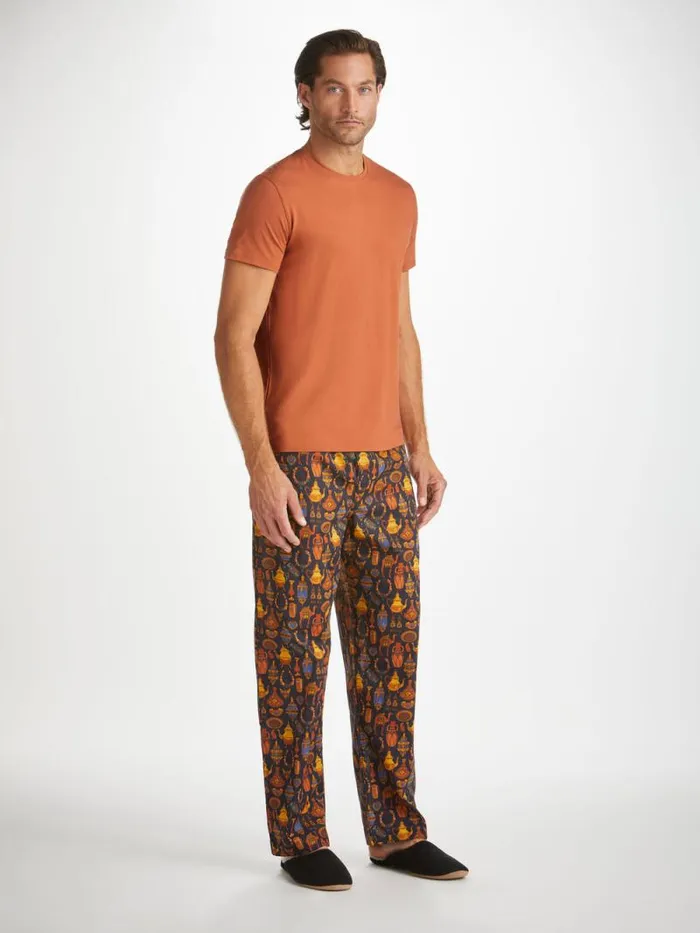 Derek Rose Short Sleeve TShirts Men TShirt Basel Micro Modal Stretch Terracotta
