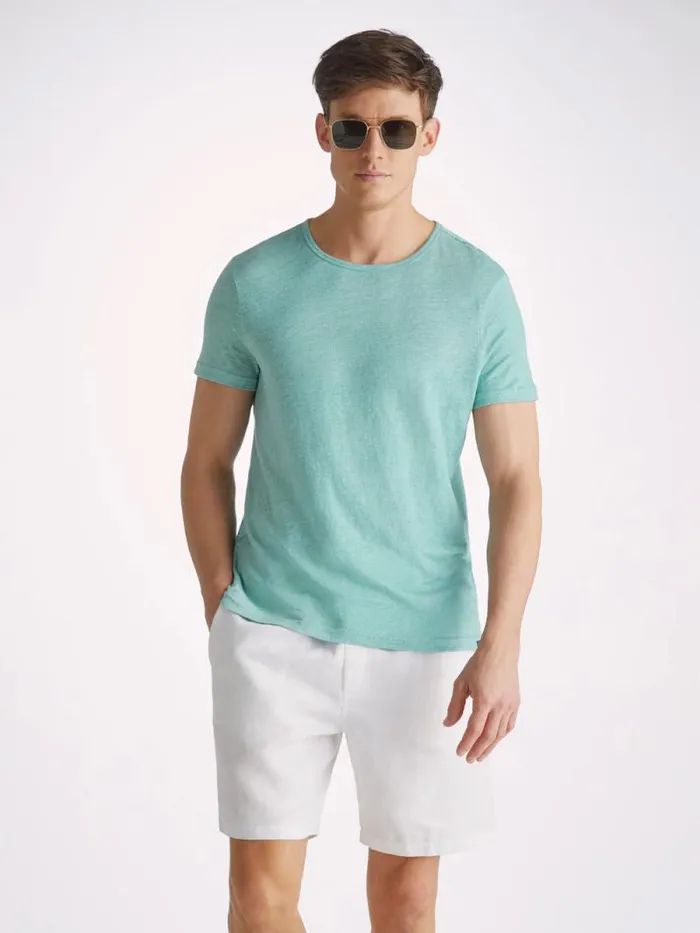 Derek Rose Short Sleeve TShirts Men TShirt Jordan Linen Soft Aqua