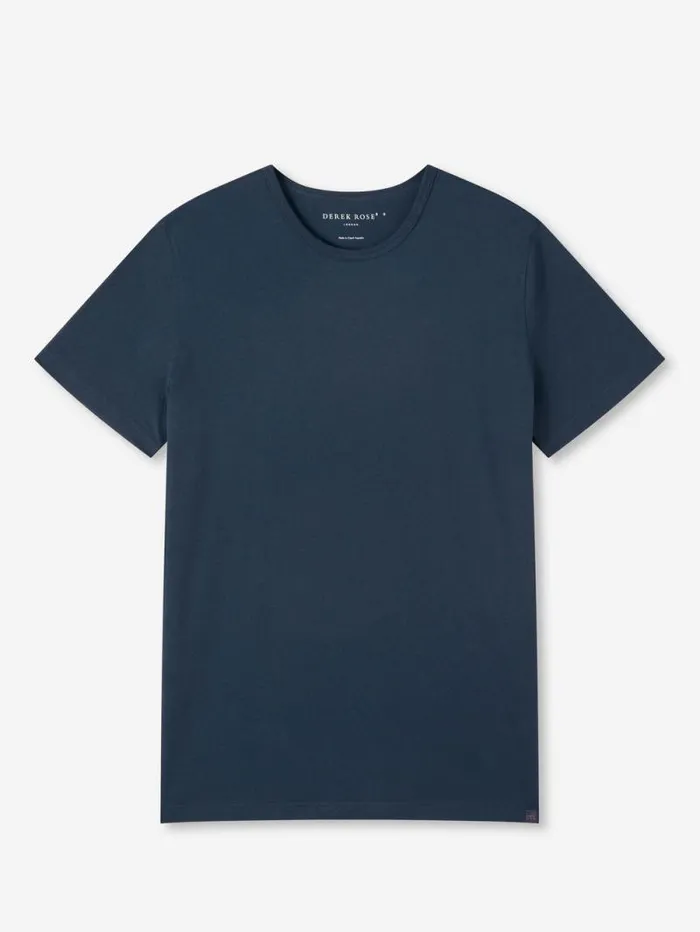 Derek Rose Short Sleeve TShirts Men TShirt Riley Pima Cotton Navy