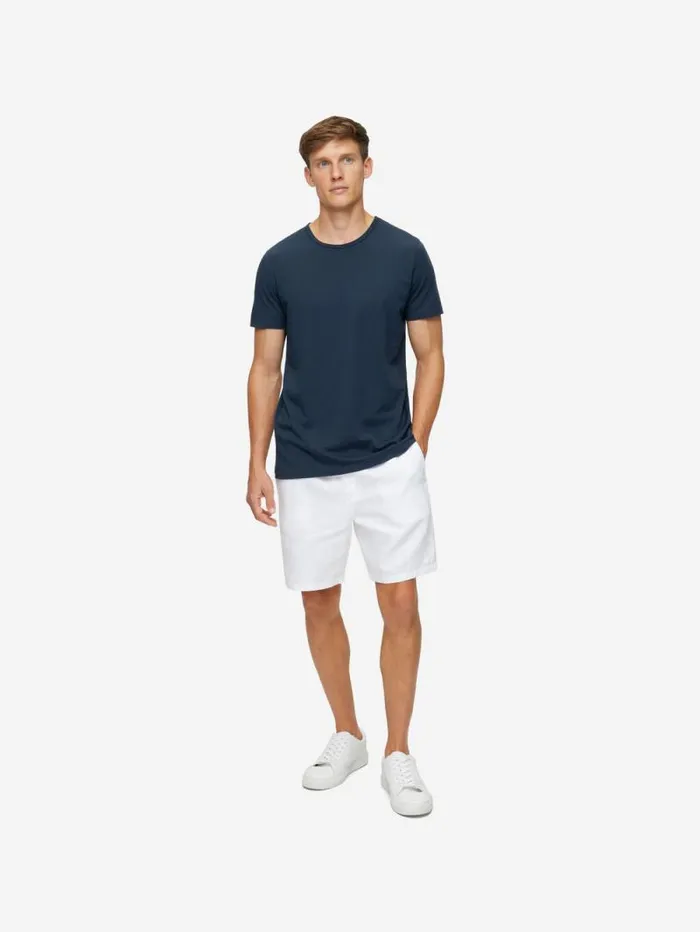 Derek Rose Short Sleeve TShirts Men TShirt Riley Pima Cotton Navy