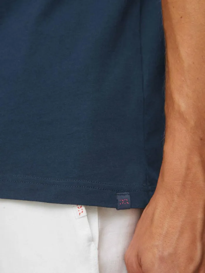 Derek Rose Short Sleeve TShirts Men TShirt Riley Pima Cotton Navy