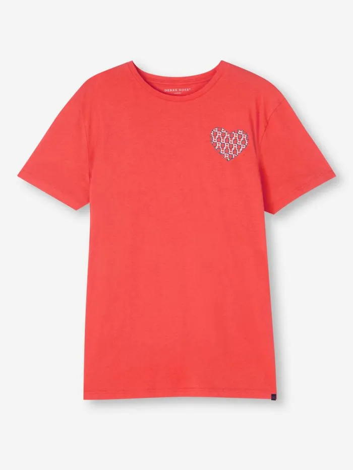Derek Rose Short Sleeve TShirts Men TShirt Ripley 15 Pima Cotton Red