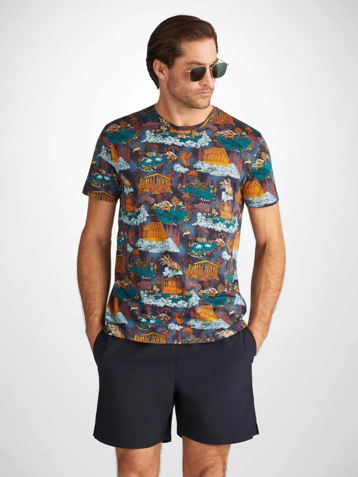 Derek Rose Short Sleeve TShirts Men TShirt Robin 15 Pima Cotton Multi