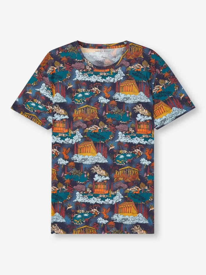 Derek Rose Short Sleeve TShirts Men TShirt Robin 15 Pima Cotton Multi