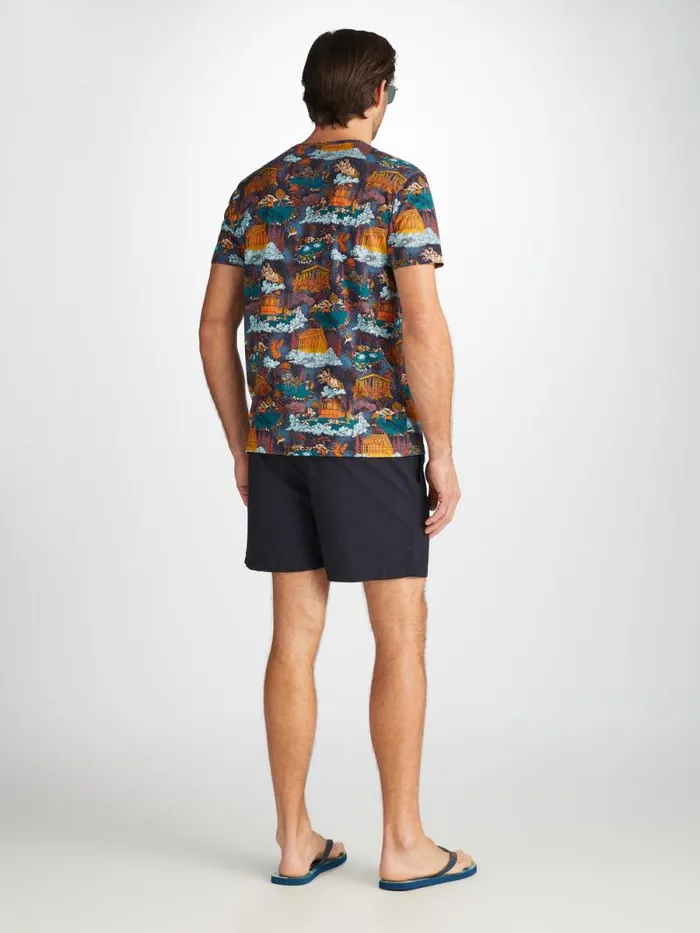 Derek Rose Short Sleeve TShirts Men TShirt Robin 15 Pima Cotton Multi