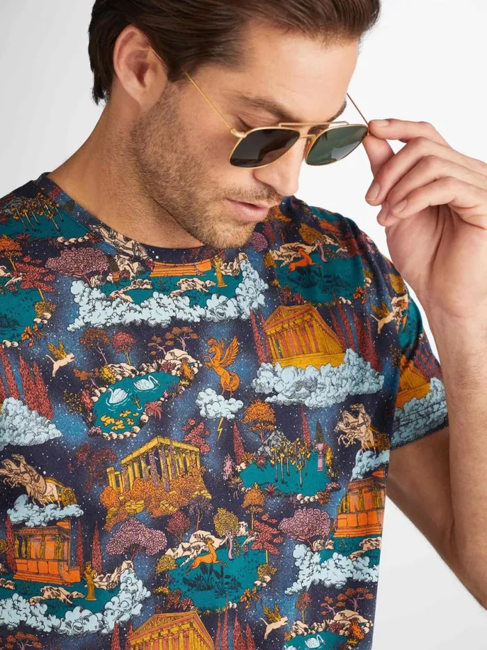 Derek Rose Short Sleeve TShirts Men TShirt Robin 15 Pima Cotton Multi