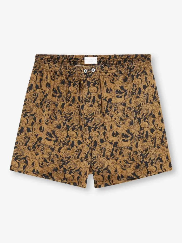 Derek Rose Silk Boxer Shorts Men Classic Fit Boxers Brindisi 108 Silk Satin Black