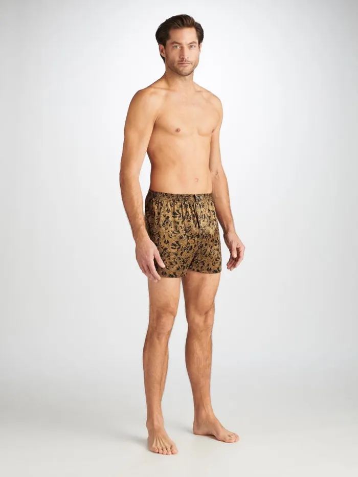 Derek Rose Silk Boxer Shorts Men Classic Fit Boxers Brindisi 108 Silk Satin Black