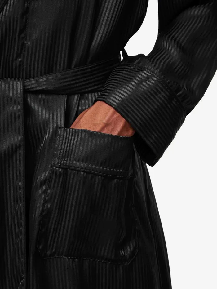 Derek Rose Silk Robes Men Robe Woburn 8 Silk Satin Black