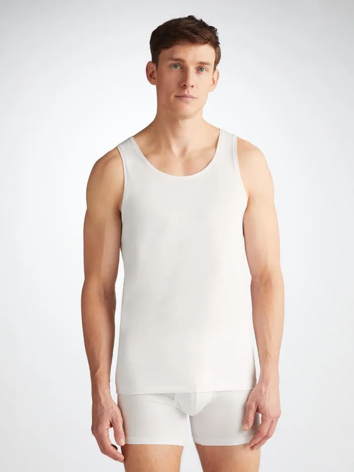 Derek Rose Underwear TShirts Men Underwear Tank Top Jack Pima Cotton Stretch White Derek Rose Underwear TShirts Men Underwear Tank Top Jack Pima Cotton Stretch White