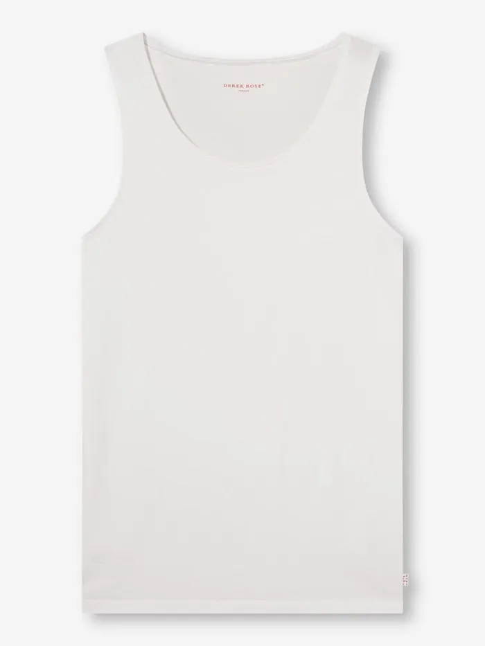 Derek Rose Underwear TShirts Men Underwear Tank Top Jack Pima Cotton Stretch White