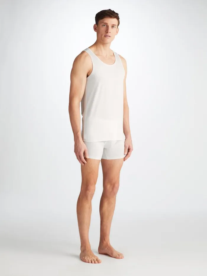 Derek Rose Underwear TShirts Men Underwear Tank Top Jack Pima Cotton Stretch White