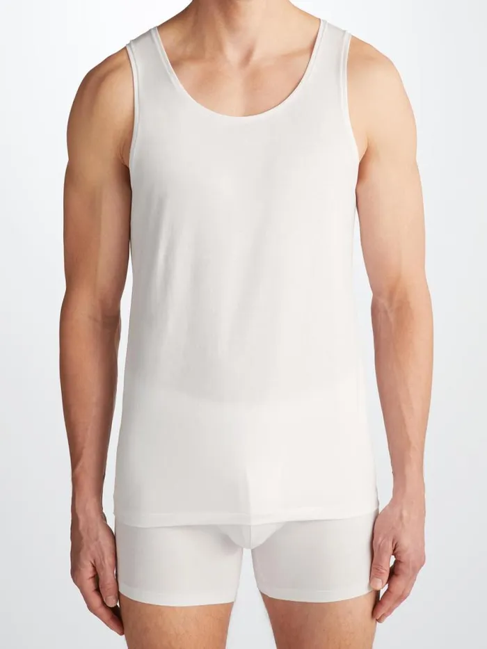 Derek Rose Underwear TShirts Men Underwear Tank Top Jack Pima Cotton Stretch White