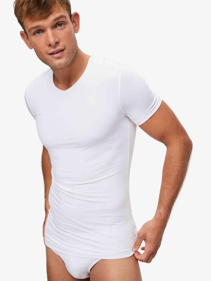 Derek Rose Underwear TShirts Men Underwear VNeck TShirt Alex Micro Modal Stretch White Derek Rose Underwear TShirts Men Underwear VNeck TShirt Alex Micro Modal Stretch White