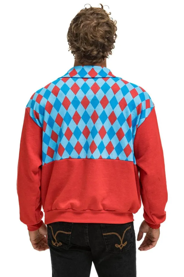 Diamond Smiley 2 Fleece Half Zip Color Block Sweatshirt 8211 Red Sky WomenMen Aviator Nation Sweatshirts