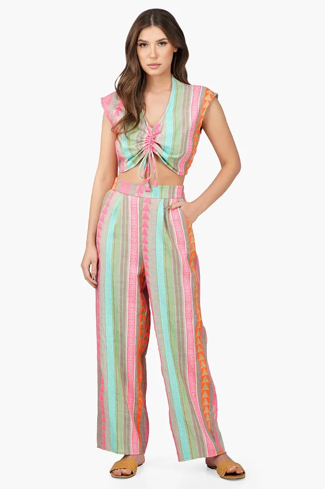Dora Yarn Dyed Striped Pants Women Pants America and Beyond