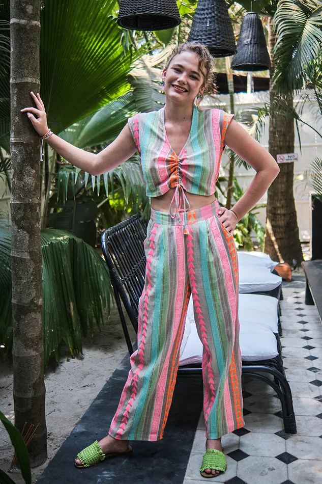 Dora Yarn Dyed Striped Pants Women Pants America and Beyond