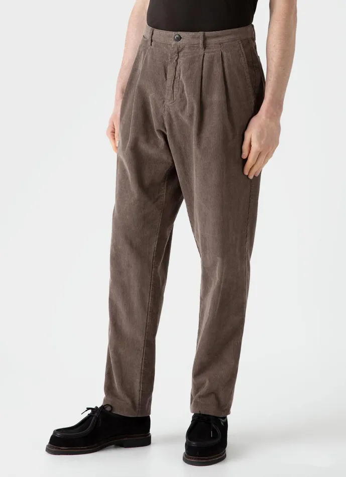 Double Pleat Corduroy Trouser Cedar Men SUNSPEL Pants