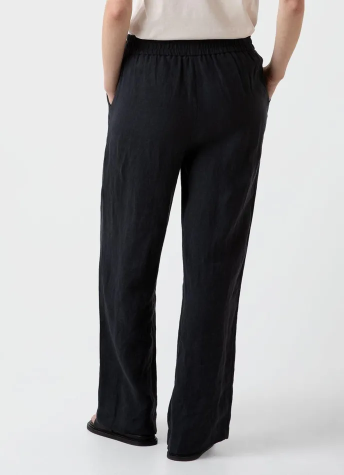 Drawstring Wide Leg Trouser Black Women SUNSPEL Pants
