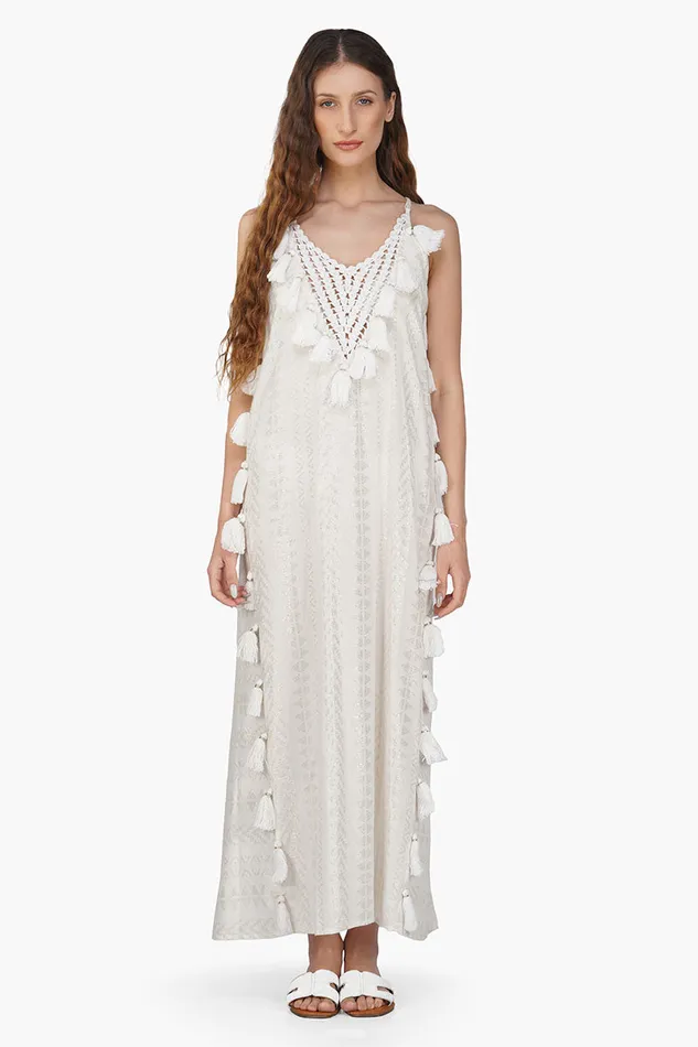 Dresses America and Beyond Women Golden Pearl Lurex Tassel Dress