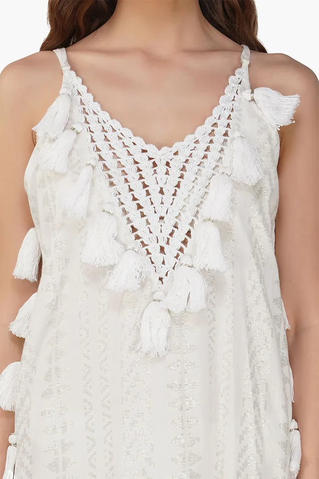 Dresses America and Beyond Women Golden Pearl Lurex Tassel Dress