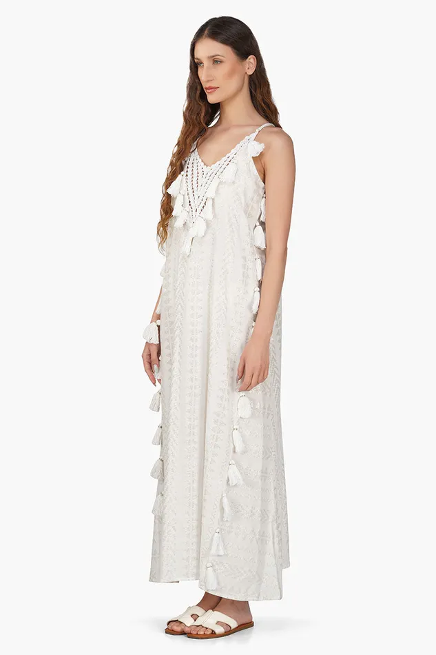 Dresses America and Beyond Women Golden Pearl Lurex Tassel Dress