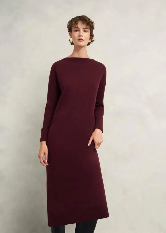 Dresses and Jumpsuits Women HOBBS Hartsfirth Knitted Dress With Cashmere Cocoa Brown