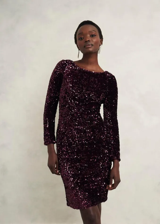 Dresses and Jumpsuits Women HOBBS Sawyer Sequin Dress Warm Plum