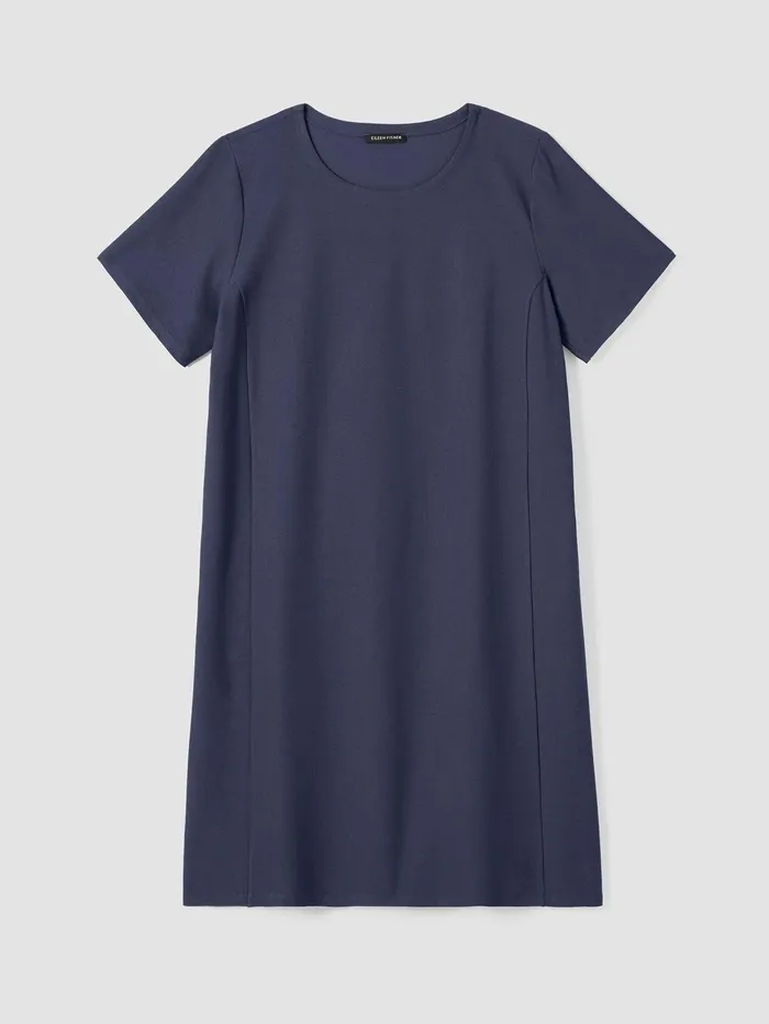 Dresses and Skirts Women Eileen Fisher Washable Stretch Crepe Jewel Neck Dress Ocean