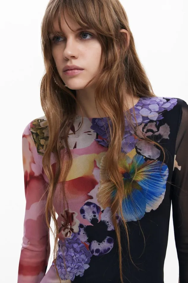 Dresses And Jumpsuits Women Desigual Floral Midi Dress Black