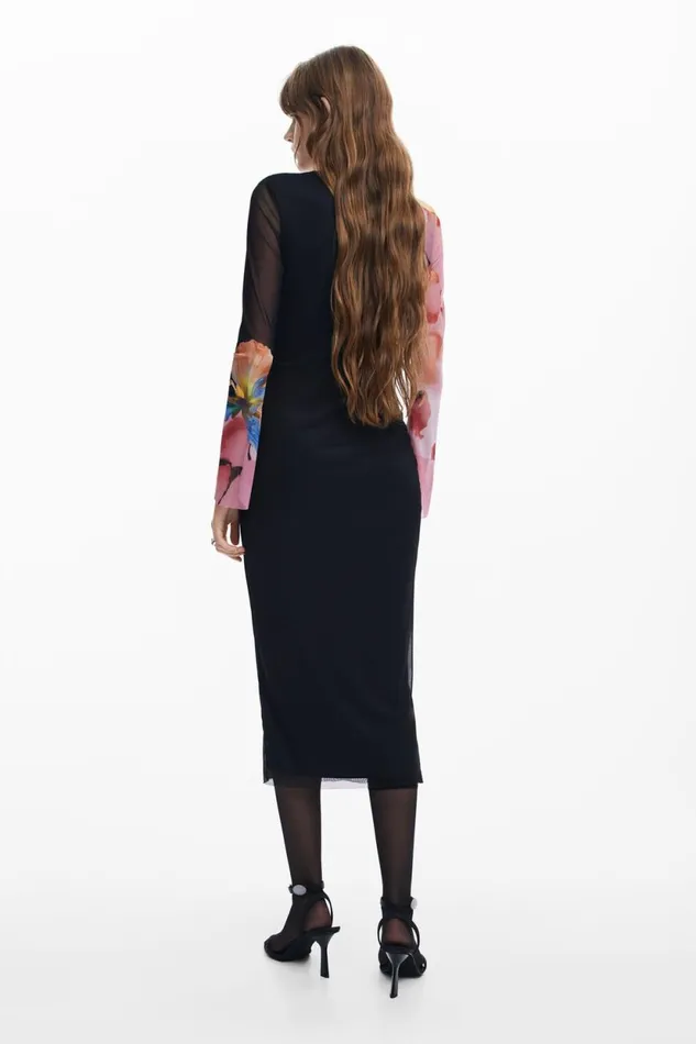 Dresses And Jumpsuits Women Desigual Floral Midi Dress Black